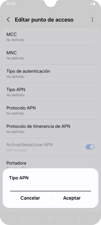 Introduce default y pulsa Aceptar.