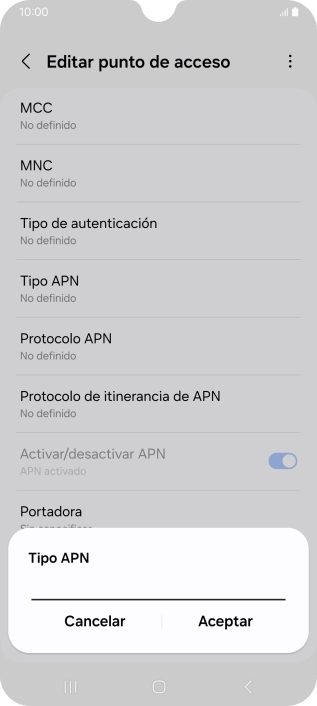 Introduce default y pulsa Aceptar.