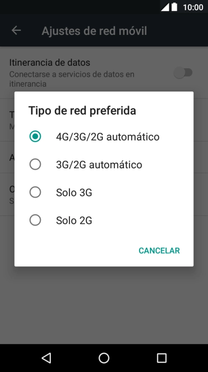 Pulsa el tipo de red deseado.