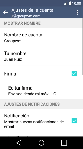 Pulsa Notificación para activar o desactivar la función.