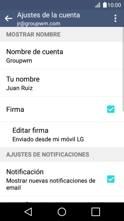 Pulsa Notificación para activar o desactivar la función.
