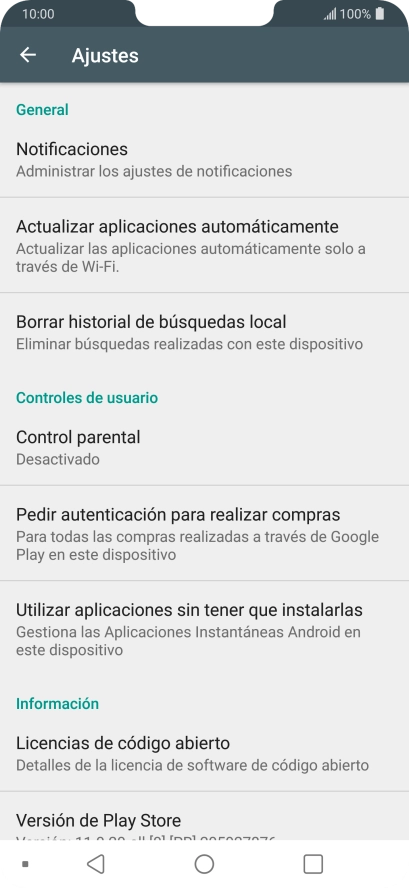 Pulsa Actualizar aplicaciones automáticamente.