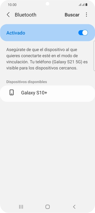 Pulsa el dispositivo Bluetooth deseado y sigue las indicaciones de la pantalla para vincular el dispositivo al teléfono.