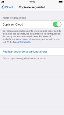 Pulsa Realizar copia de seguridad ahora y espera mientras se hace una copia de seguridad del contenido de la memoria del teléfono.