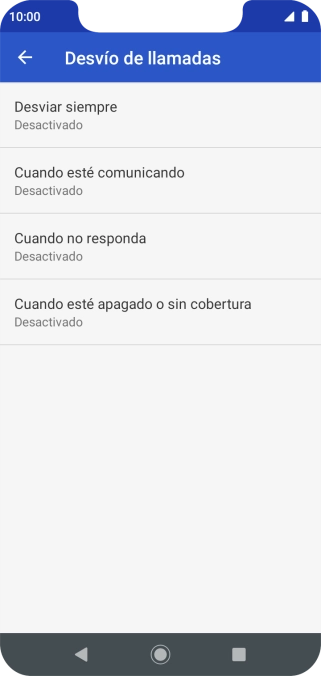 Pulsa el tipo de desvío deseado.