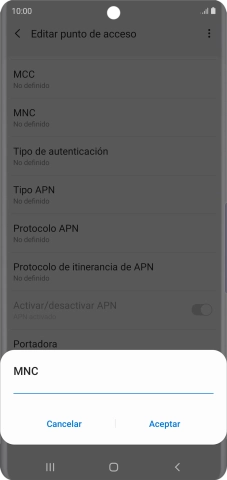 Introduce 01 y pulsa Aceptar.