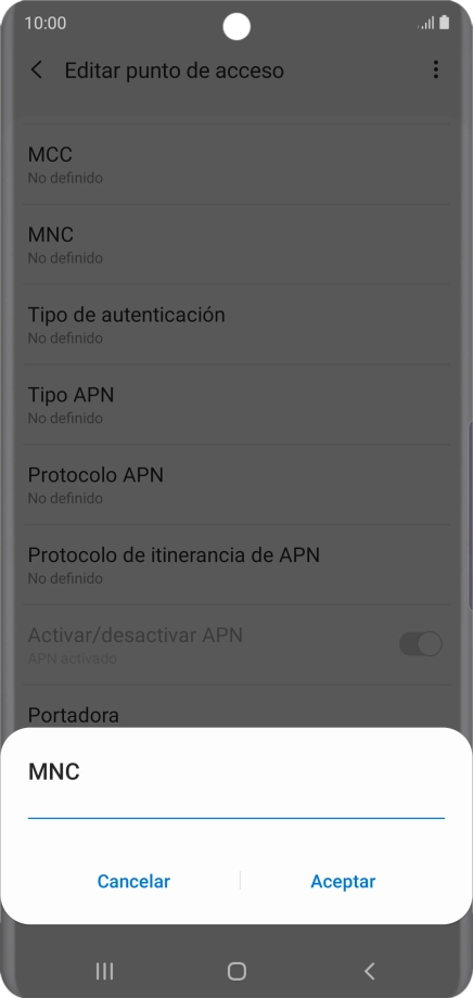 Introduce 01 y pulsa Aceptar.