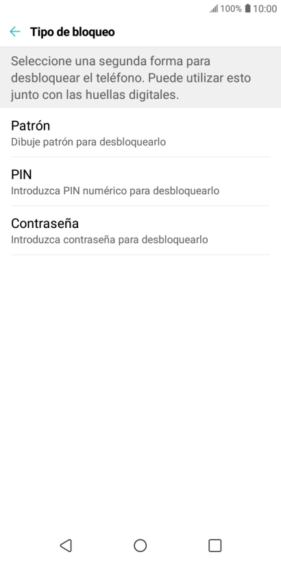 Pulsa el código de seguridad deseado y sigue las indicaciones de la pantalla para crear un código de seguridad del teléfono adicional.