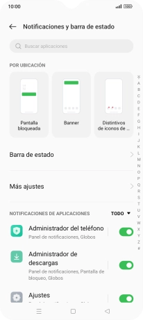 Pulsa el indicador junto a las apps deseadas para activar o desactivar la función.