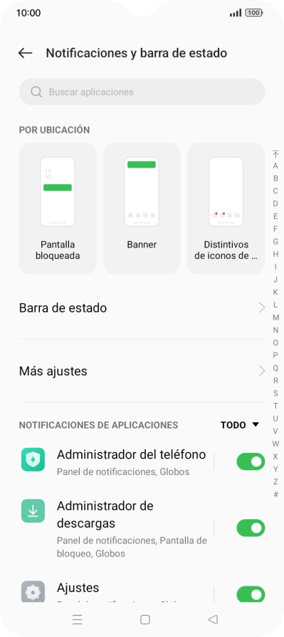 Pulsa el indicador junto a las apps deseadas para activar o desactivar la función.