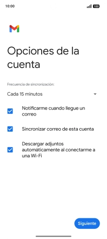 Si aparece en la pantalla esta imagen, tu cuenta de correo electrónico ha sido reconocida y configurada automáticamente. Sigue las indicaciones de la pantalla para introducir más información y terminar la configuración.