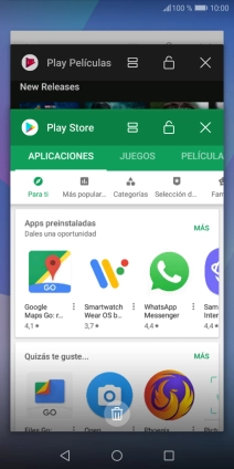 Para cerrar una sola aplicación en ejecución, desliza el dedo hacia la derecha sobre la aplicación deseada.
