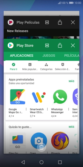 Para cerrar una sola aplicación en ejecución, desliza el dedo hacia la derecha sobre la aplicación deseada.