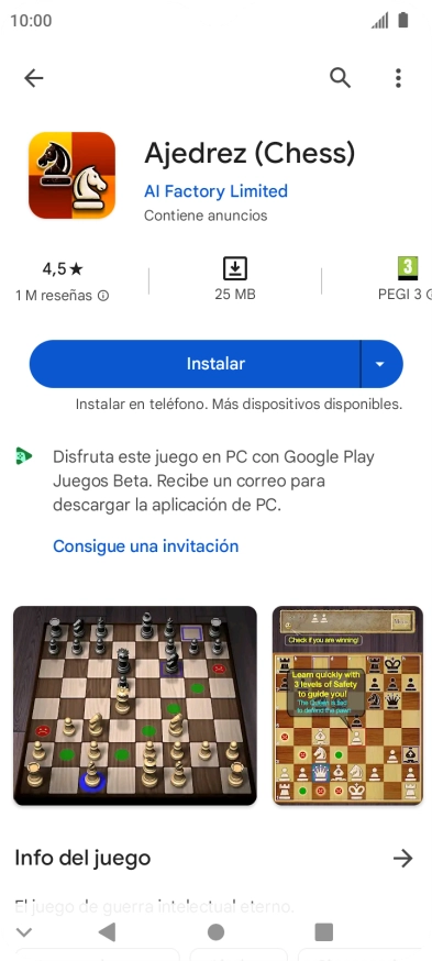 Pulsa Instalar y sigue las indicaciones de la pantalla para instalar la app.