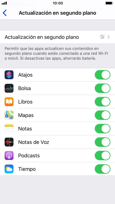 Pulsa Actualización en segundo plano.