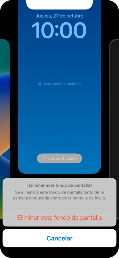 Pulsa Eliminar este fondo de pantalla.