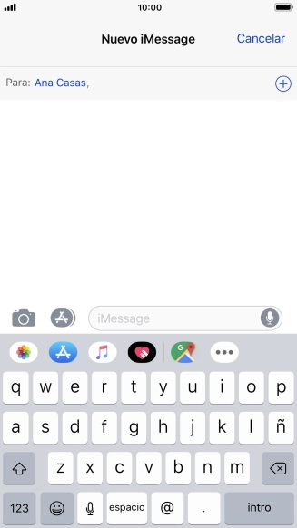 Si el destinatario puede recibir iMessages, aparecerá el texto iMessage en el campo de escritura.