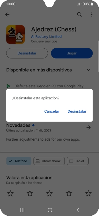 Pulsa Desinstalar.