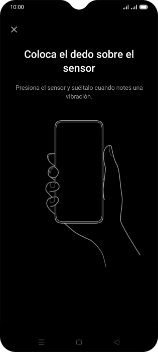 Sigue las indicaciones de la pantalla para crear una huella digital como código de seguridad.