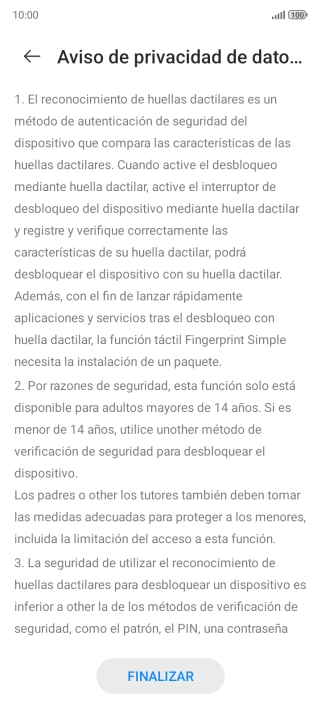 Pulsa FINALIZAR.
