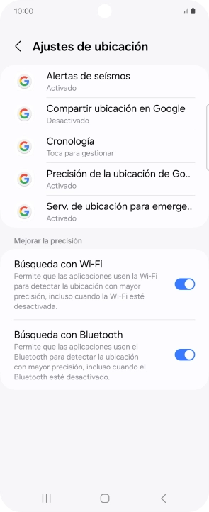 Pulsa Precisión de la ubicación de Go...