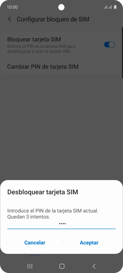 Introduce tu código PIN y pulsa Aceptar.