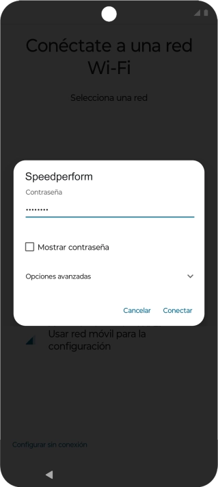 Introduce la contraseña de la red wifi y pulsa Conectar.