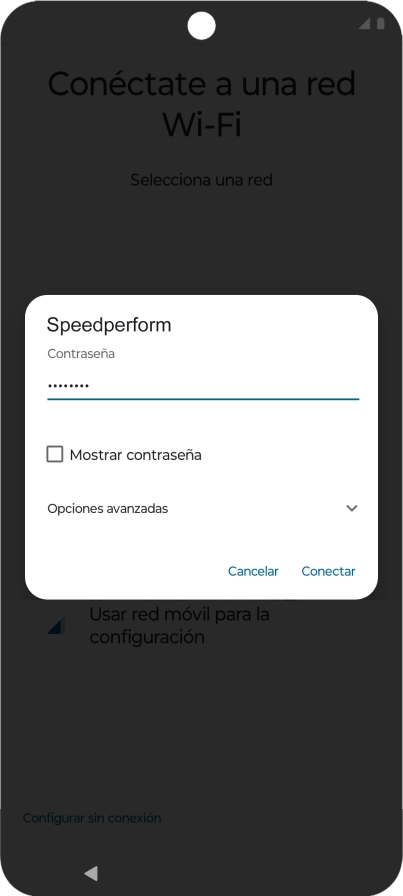 Introduce la contraseña de la red wifi y pulsa Conectar.