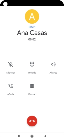 Pulsa el icono de finalizar llamada.