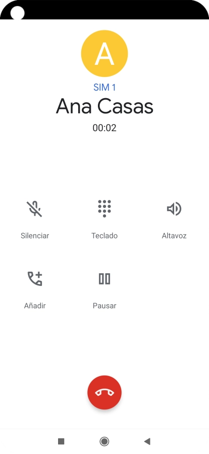 Pulsa el icono de finalizar llamada.