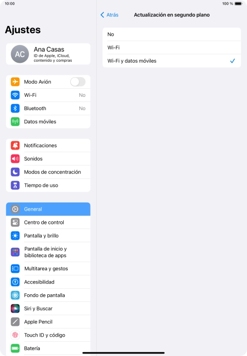 Para desactivar la actualización de apps en ejecución, pulsa No.