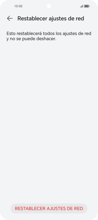 Pulsa RESTABLECER AJUSTES DE RED.