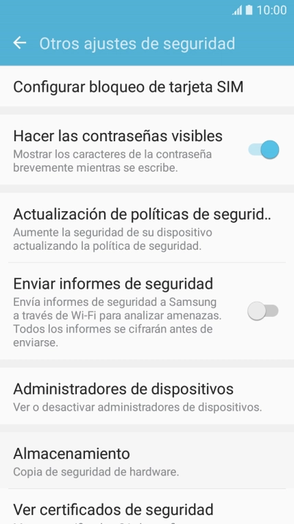 Pulsa Configurar bloqueo de tarjeta SIM.