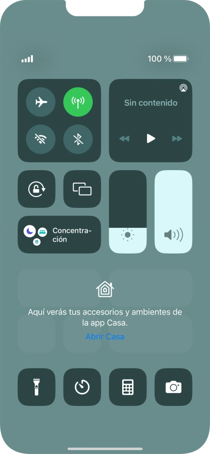 Pulsa el icono de modo de avión para activar o desactivar la función.