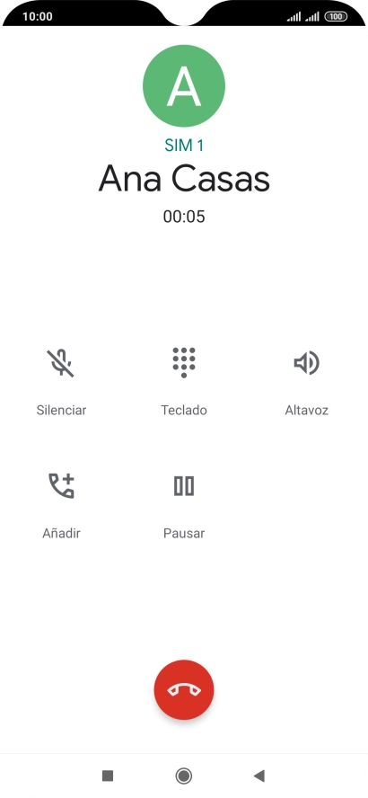 Pulsa el icono de finalizar llamada.