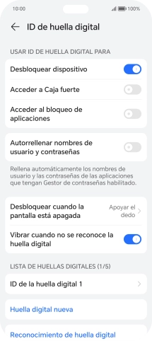 Pulsa  el indicador junto a los ajustes deseados para activarlos o desactivarlos.