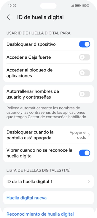 Pulsa  el indicador junto a los ajustes deseados para activarlos o desactivarlos.
