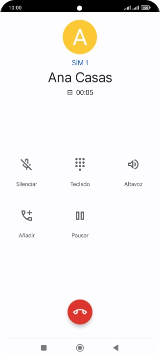 Pulsa el icono de finalizar llamada.