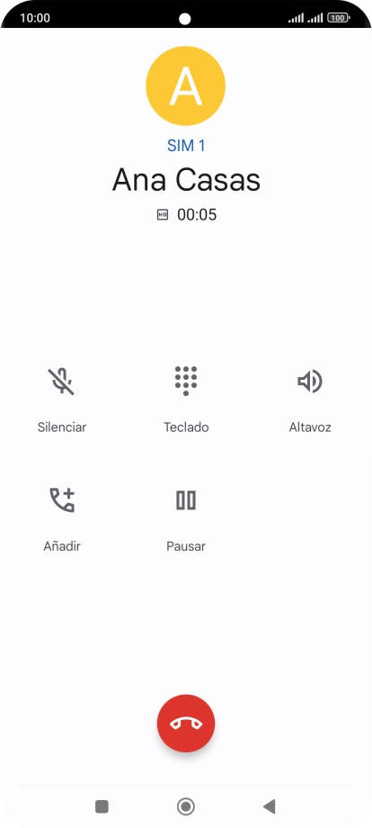 Pulsa el icono de finalizar llamada.