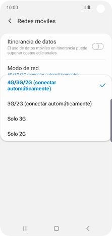 Pulsa el tipo de red deseado.