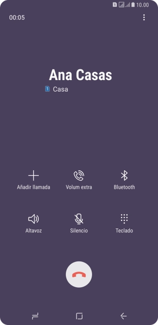 Pulsa el icono de finalizar llamada.