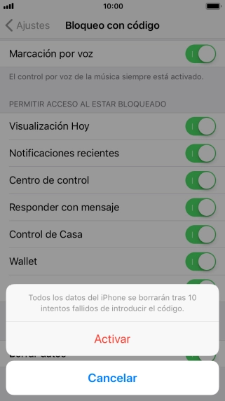 Si activas la función, pulsa Activar.