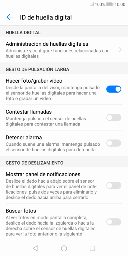 Pulsa Administración de huellas digitales.