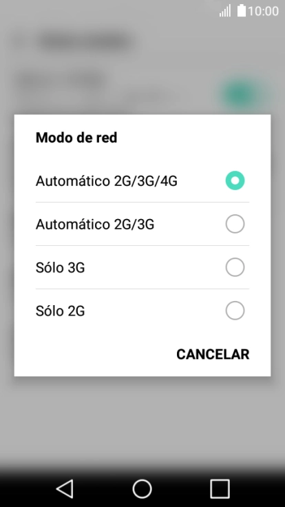 Pulsa el tipo de red deseado.