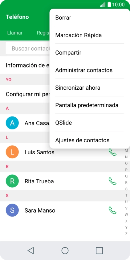 Pulsa Administrar contactos.