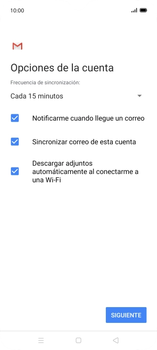 Si aparece en la pantalla esta imagen, tu cuenta de correo electrónico ha sido reconocida y configurada automáticamente. Sigue las indicaciones de la pantalla para introducir más información y terminar la configuración.