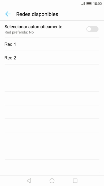 Si quieres seleccionar la red de forma automática, pulsa el indicador para activar la función.