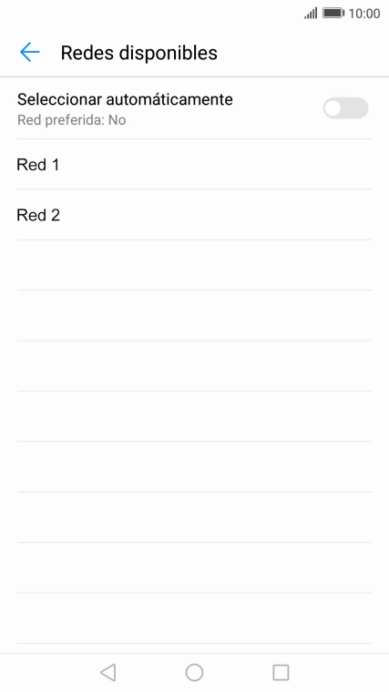 Si quieres seleccionar la red de forma automática, pulsa el indicador para activar la función.