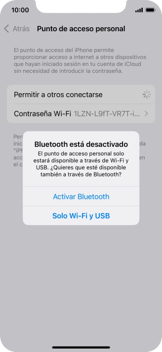 Si la función de wifi está activada, pulsa Solo Wi-Fi y USB.