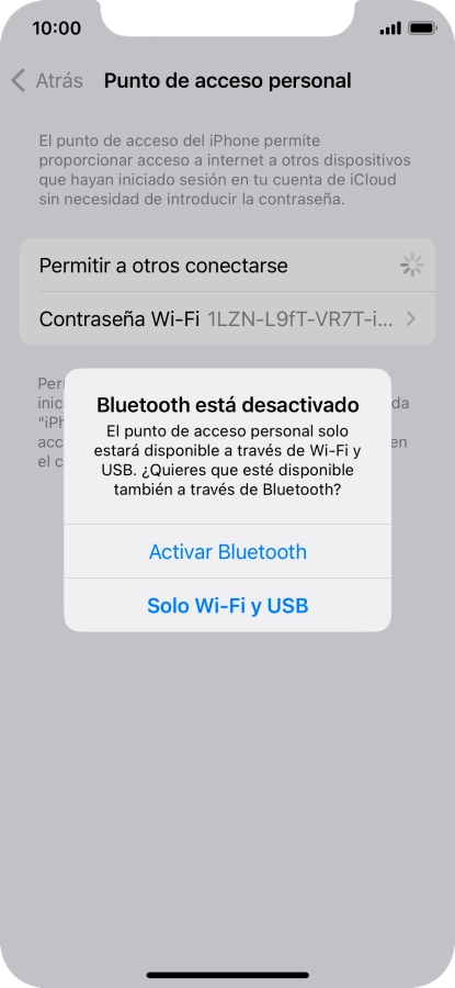 Si la función de wifi está activada, pulsa Solo Wi-Fi y USB.